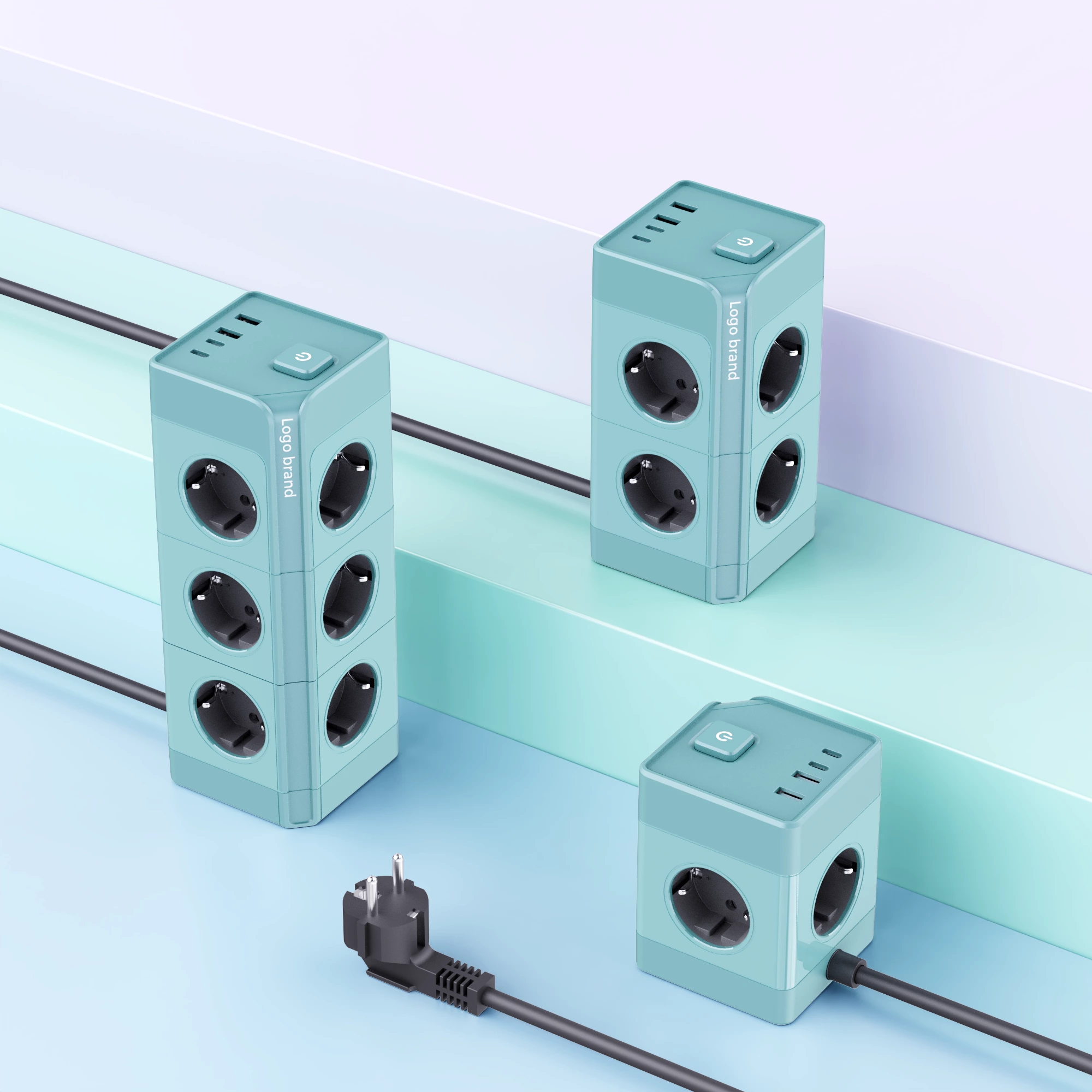 NEW Product Rohs CE KC Socket 4/8/12 Outlets Extension Sockets Multiple 2m Power