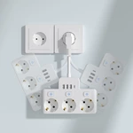 EU Socket Power Strip with USB Ports Type C CE 3 Outlets Sockets Wall Extension Plug with Switch