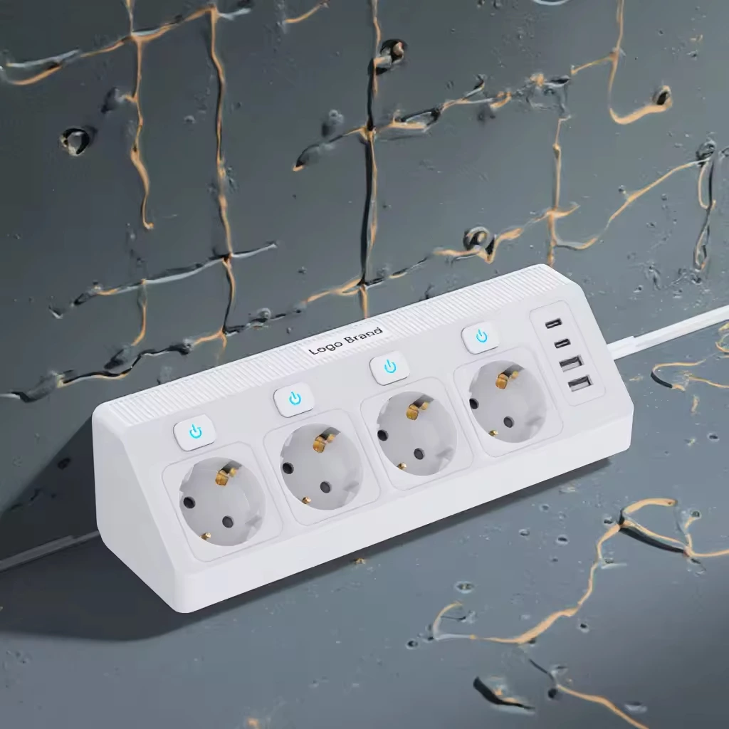 Extension Strip New Design Desktop Power Socket 4 Outlets with 2 USB 2 C