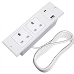 UK Plug AC Outlet Hidden Power Strip Socket Smart USB Protector Hotel Table Corner Socket
