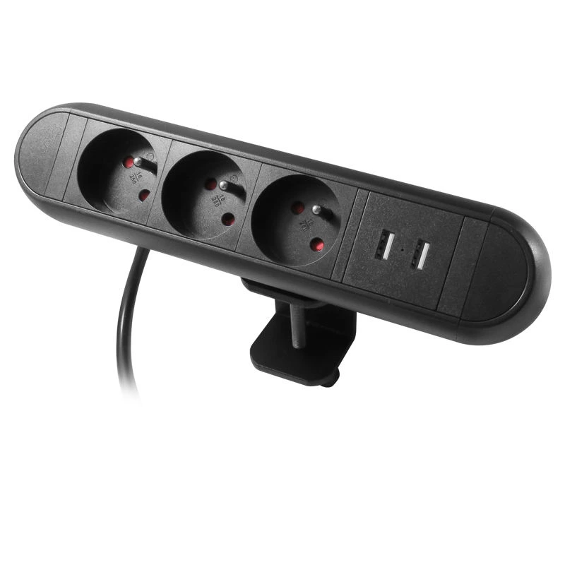 Custom Way FR Standard Outlet Filleted Corner Clamp Socket USB Removable Furniture Power Socket