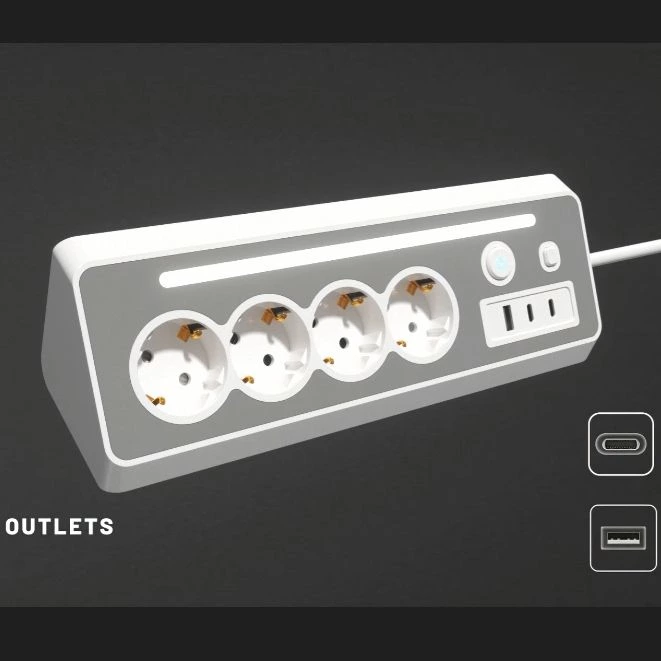 Socket Power Extension Socket with Usb Port with LED Light Desktop Corner Socket Power Strip with Usb Eu