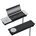 Cable Cubby Hidden Recessed Desktop Power Outlet Flip Lid Power Socket Custom Outlet Boxes for Furniture Workspace