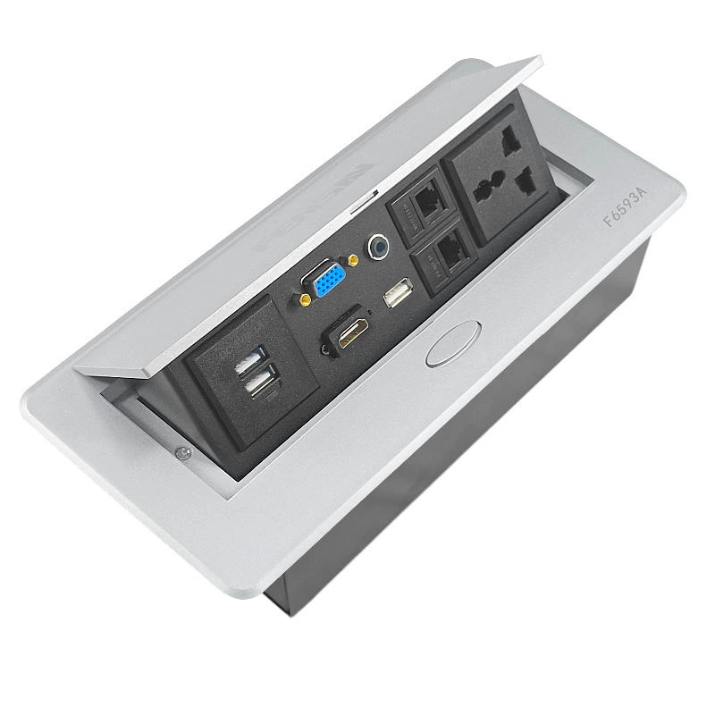 Universal Standard Multifunction 2 USB Pop up Furniture Office Desk Meeting Room Socket