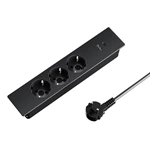 EU Outlet Recessed Power Strip Socket with 2 USB Ports Desk Outlet European Socket Power Extension Board Flush Mount Power