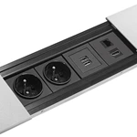 Aluminum Alloy FRA Standard Socket 2 Outlet Hidden Desktop Sliding Cover Socket With 2 USB Ports