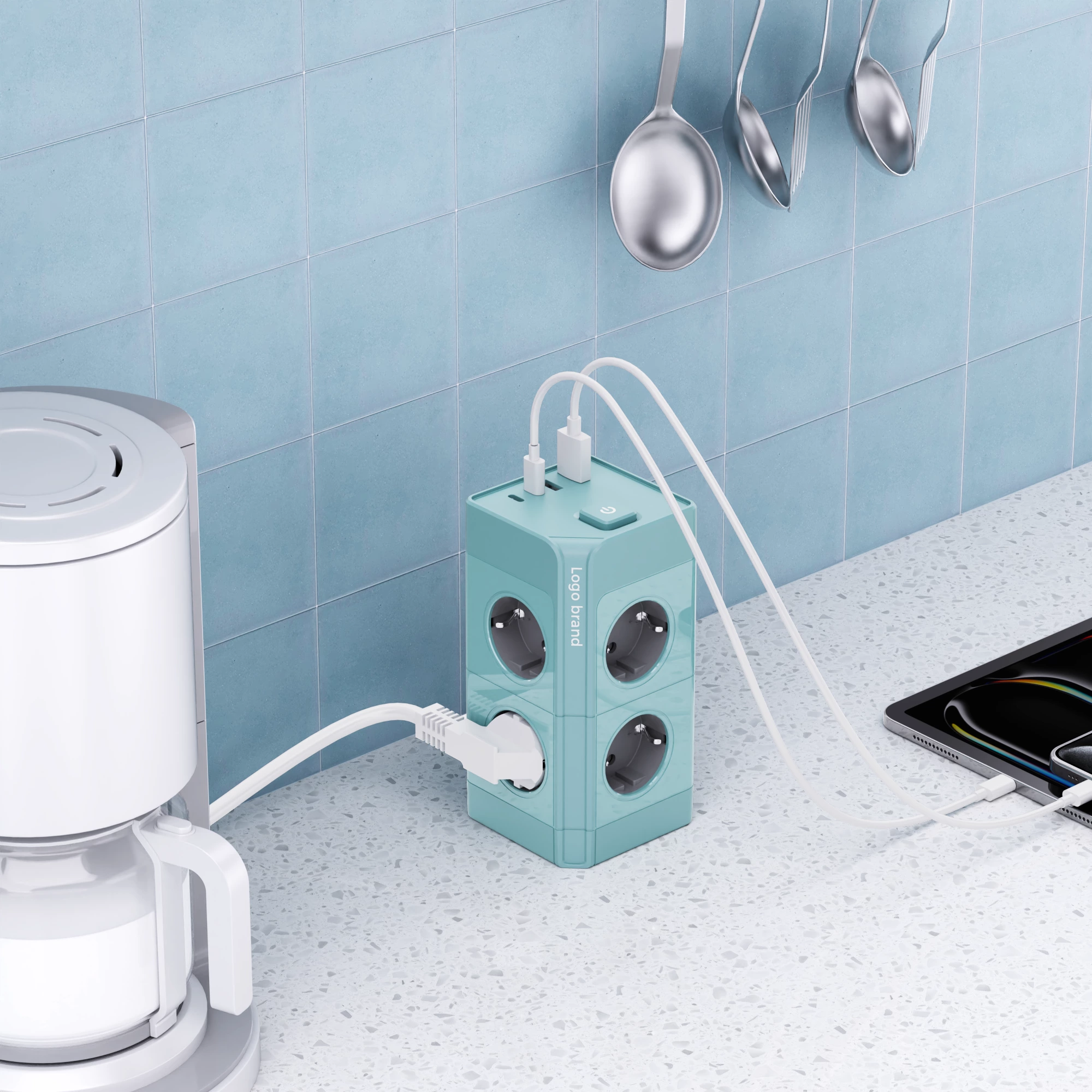 NEW Product Rohs CE KC Socket 4/8/12 Outlets Extension Sockets Multiple 2m Power