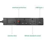UK Standard PDU Socket Overload Protection Power Distribution Unit 1 USB Port 1 Type C Port