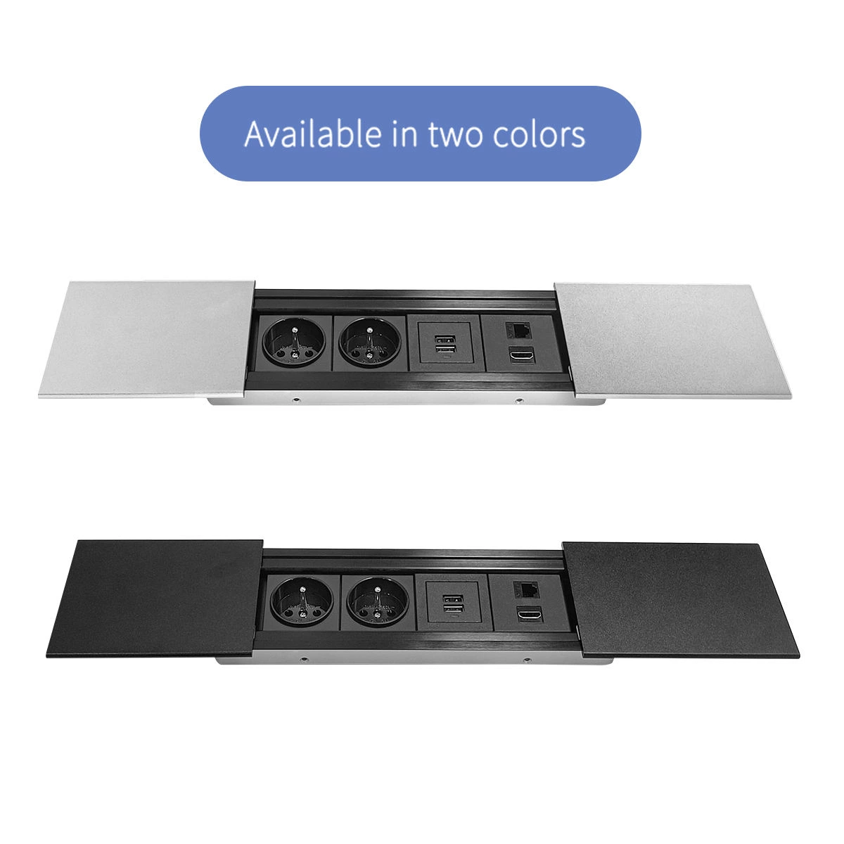 Hot Sale US Standard 4 Outlet Hidden Desktop Sliding Socket With 2 Usb Port Wireless Charger for Furniture