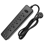 US Surge Protector 15A 110V Black Intelligent 3 USB Socket Extension with USB Ports Power Strip