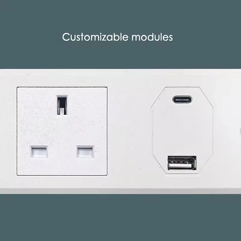 UK Plug AC Outlet Hidden Power Strip Socket Smart USB Protector Hotel Table Corner Socket