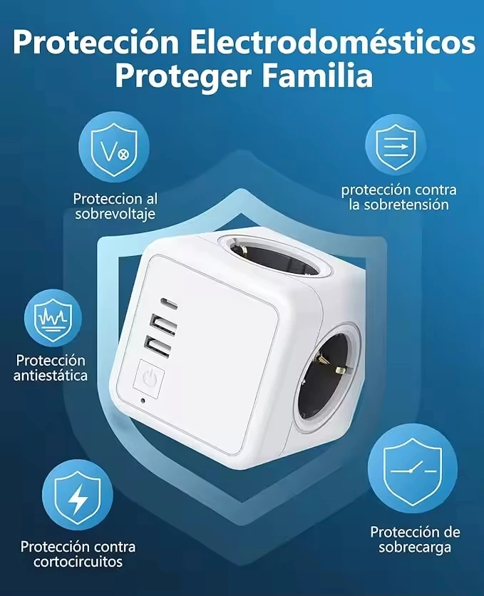 EU Standard 4-Outlet Power Socket EU with Switch Portable Travel