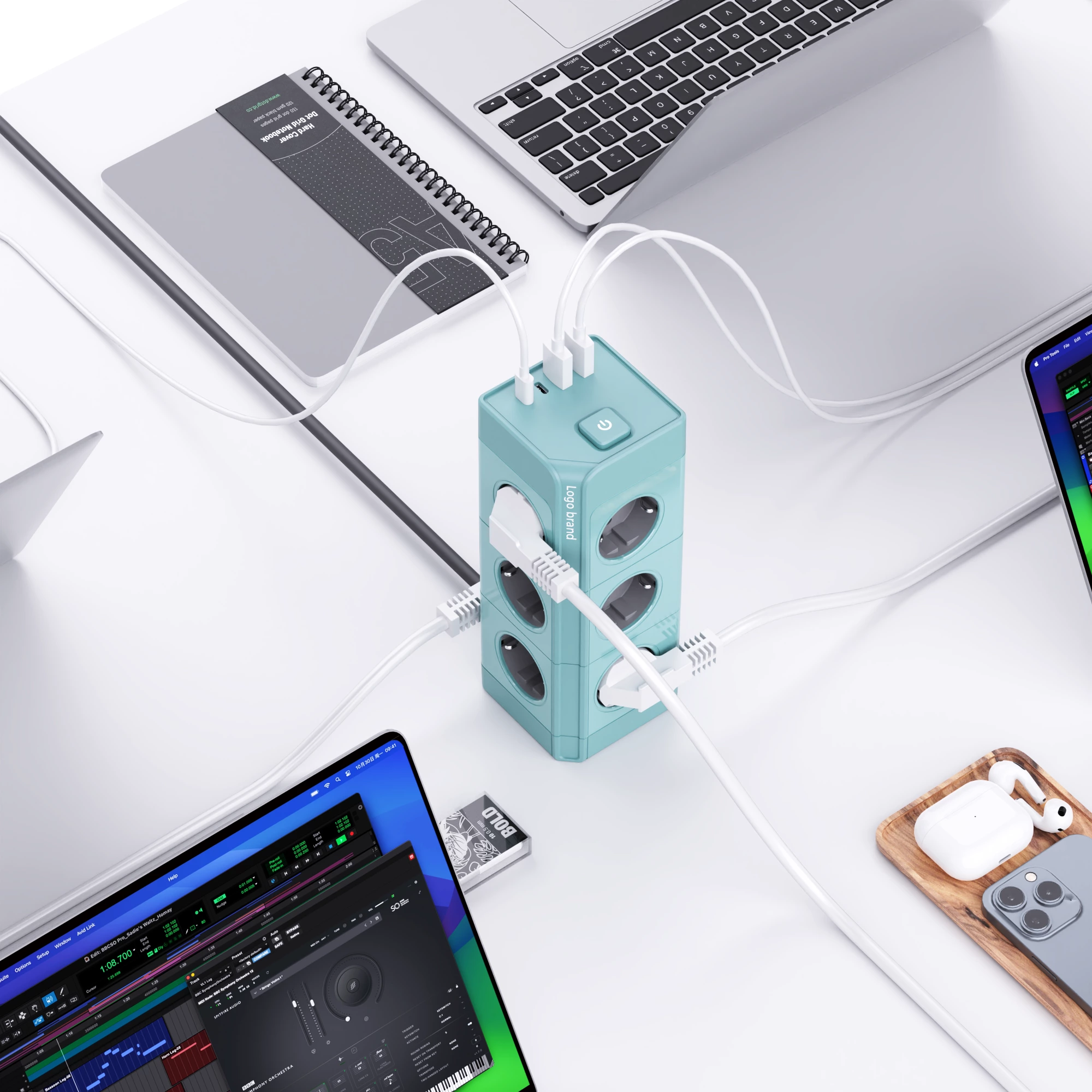 NEW Product Rohs CE KC Socket 4/8/12 Outlets Extension Sockets Multiple 2m Power