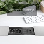 Aluminum Alloy FRA Standard Socket 2 Outlet Hidden Desktop Sliding Cover Socket With 2 USB Ports