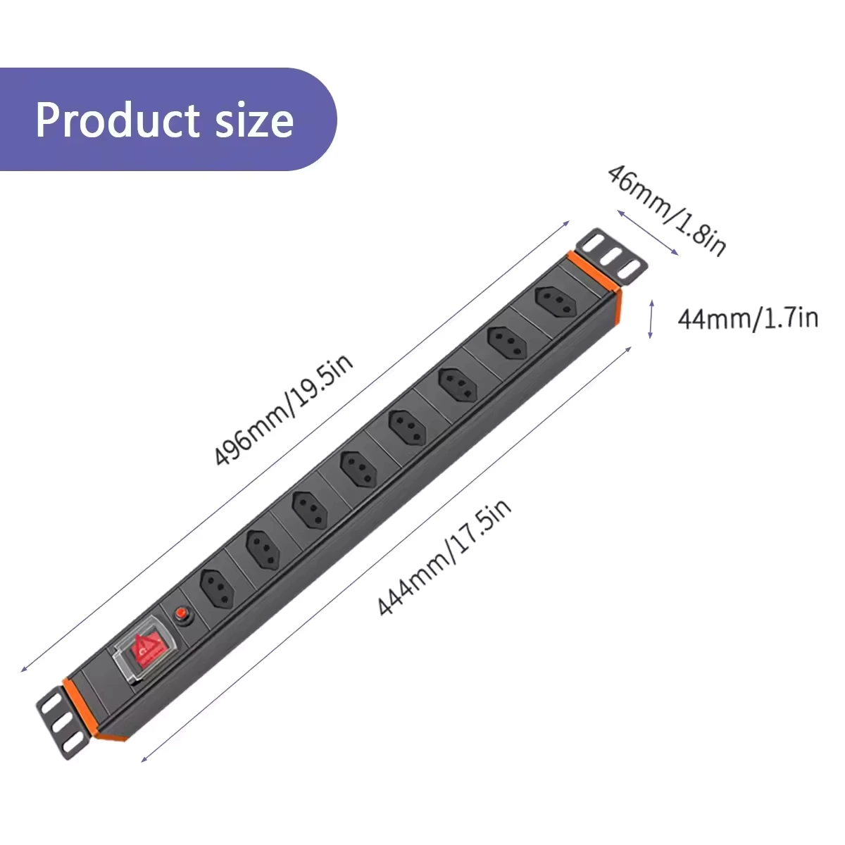 Customized 8 Electrical Outlets Brazil Standard PDU Rack Power Distribution Unit Overload Protection PDU
