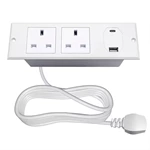 UK Plug AC Outlet Hidden Power Strip Socket Smart USB Protector Hotel Table Corner Socket