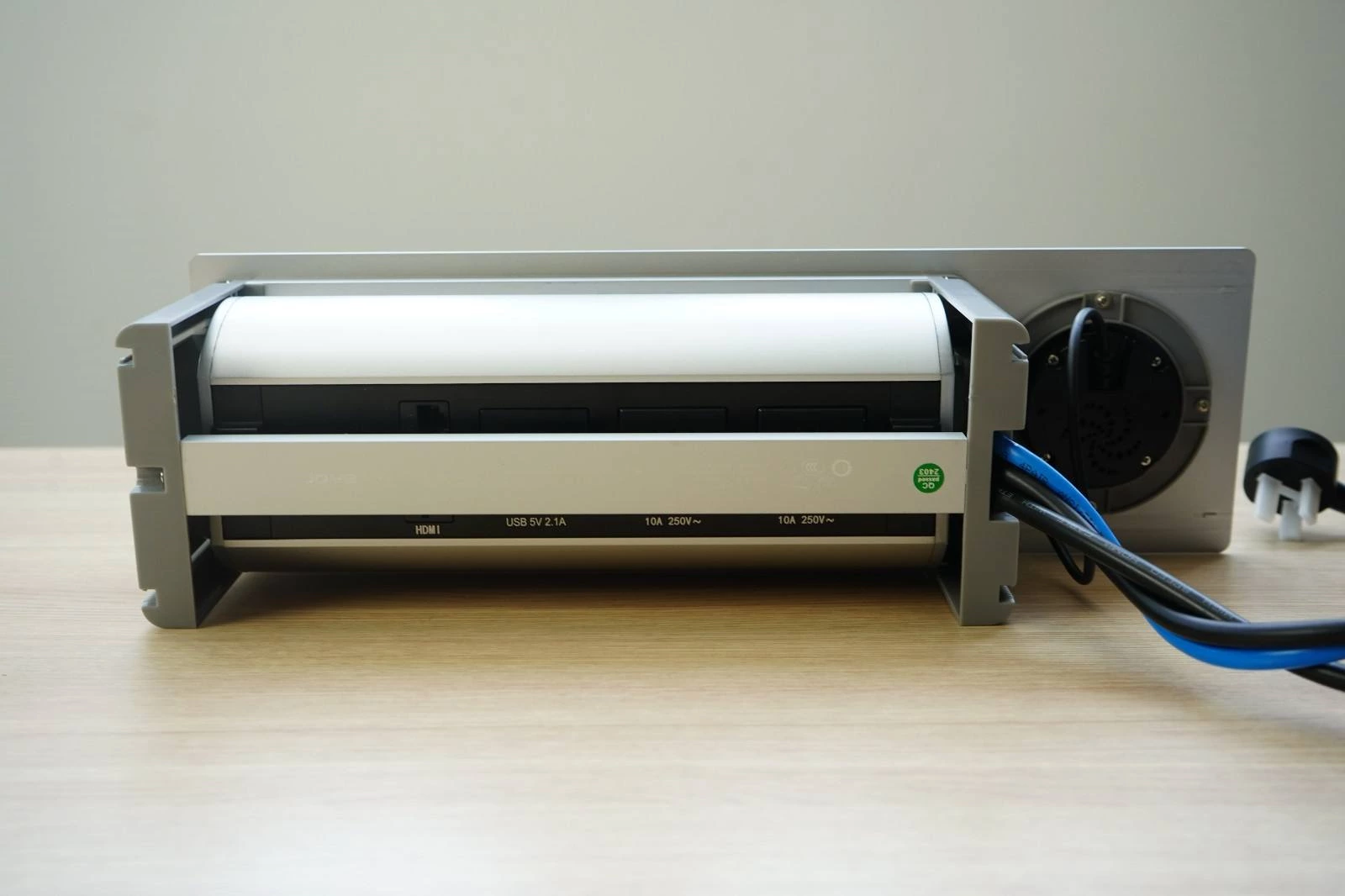 Table Hidden Desktop Rotating Cable Cubby Electrical Socket Panel Mount Socket with Wireless Charger