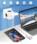 EU Standard 4-Outlet Power Socket EU with Switch Portable Travel