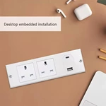 UK Plug AC Outlet Hidden Power Strip Socket Smart USB Protector Hotel Table Corner Socket