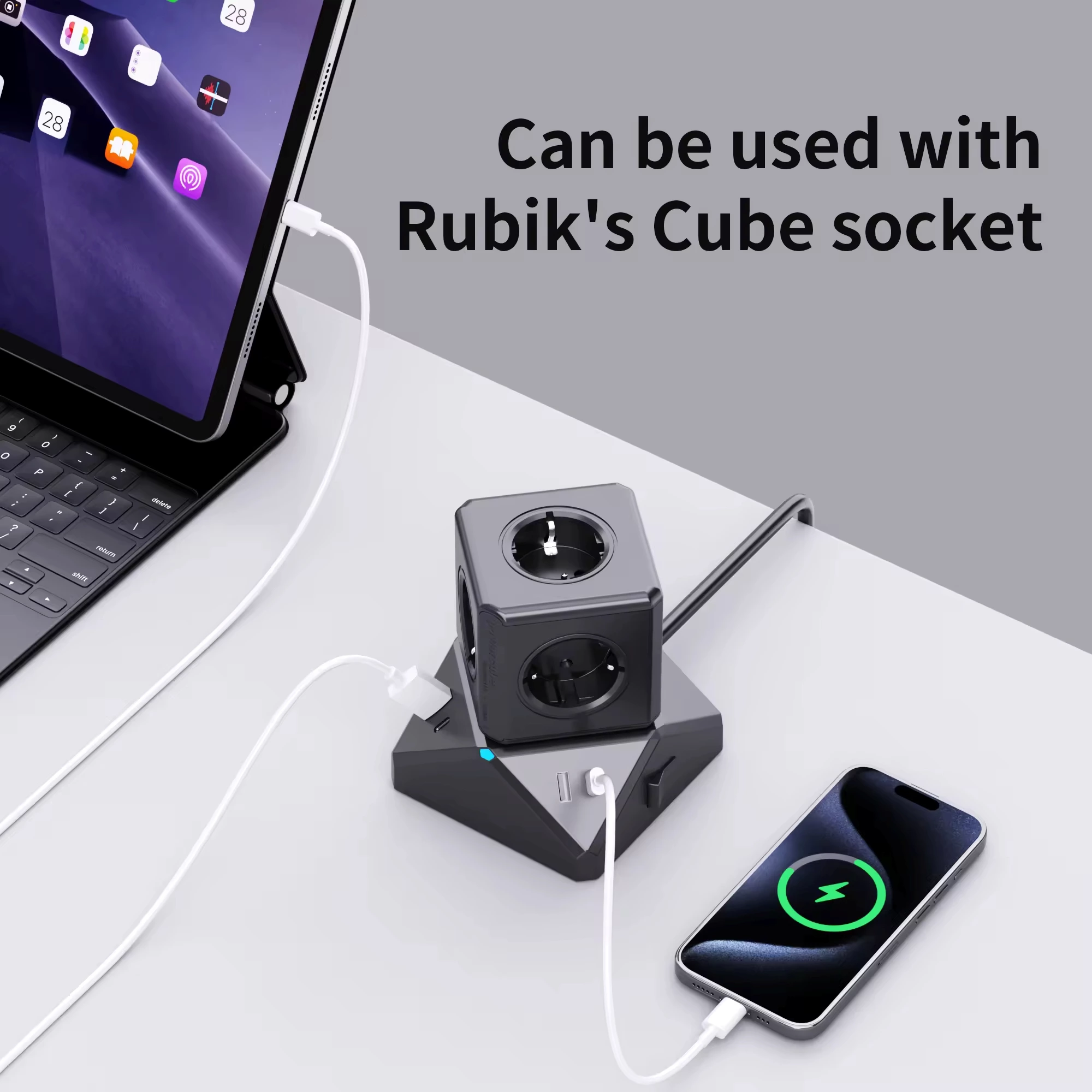 Eu Power Strip Magnetic Power Socket Extension Cable with USB Europe Power Strip