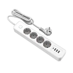 EU Power Strip Surge Protector with 3-way Socket Switch 1.4m Cable Length 16A