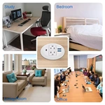 White 3 1/8 Inch Desk Power Grommet Outlet Recessed Power Strip Socket with 2 USB Fast Charging