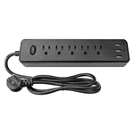 US Surge Protector 15A 110V Black Intelligent 3 USB Socket Extension with USB Ports Power Strip