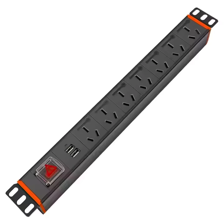 Australian Industrial Cabinet Strip Socket Pdu 7 Socket AU Standard 2 USB Prot PDU Socket