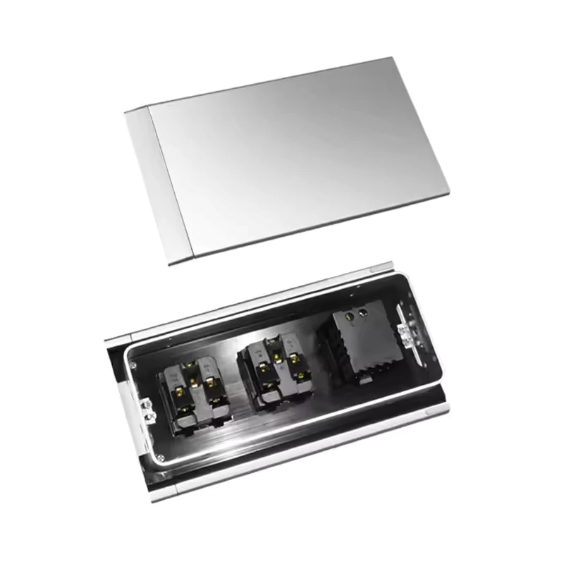 US Eu Plug Socket Furniture Recessed Hidden Sliding Cover Power Socket With USB Port and Network Tabletop Multimedia