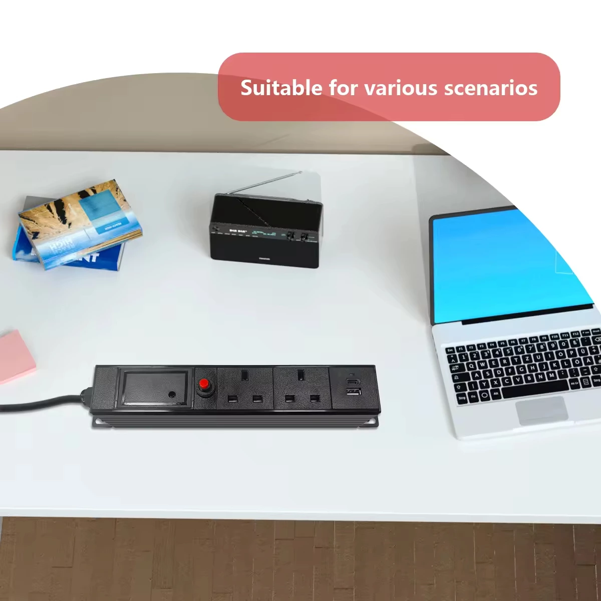 UK Standard PDU Socket Overload Protection Power Distribution Unit 1 USB Port 1 Type C Port