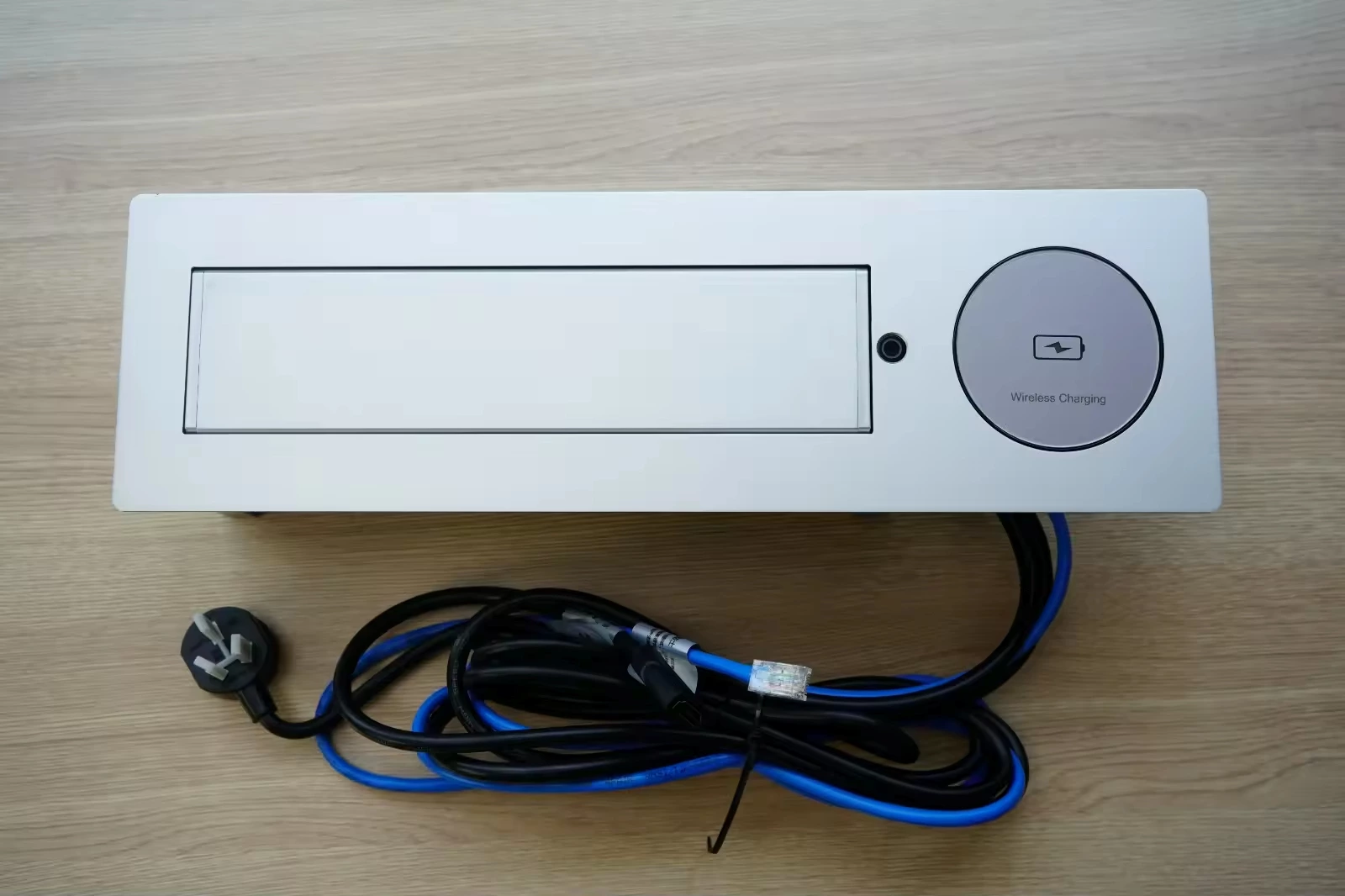 Table Hidden Desktop Rotating Cable Cubby Electrical Socket Panel Mount Socket with Wireless Charger
