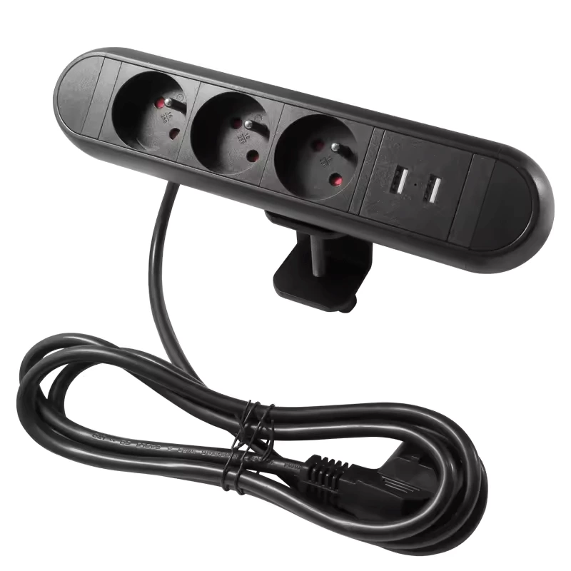Custom Way FR Standard Outlet Filleted Corner Clamp Socket USB Removable Furniture Power Socket