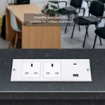 UK Plug AC Outlet Hidden Power Strip Socket Smart USB Protector Hotel Table Corner Socket