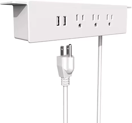 Desk Hanging Power Sockets with USB Ports, Mount Under Desk Table Edge Socket