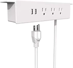 Desk Hanging Power Sockets with USB Ports, Mount Under Desk Table Edge Socket