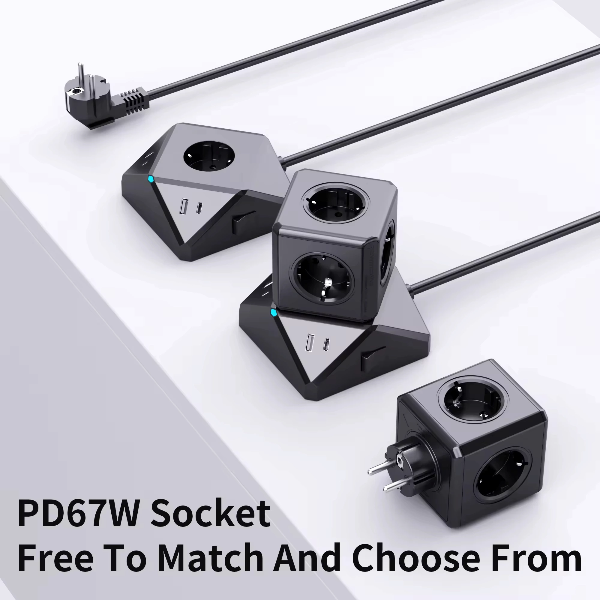 Eu Power Strip Magnetic Power Socket Extension Cable with USB Europe Power Strip