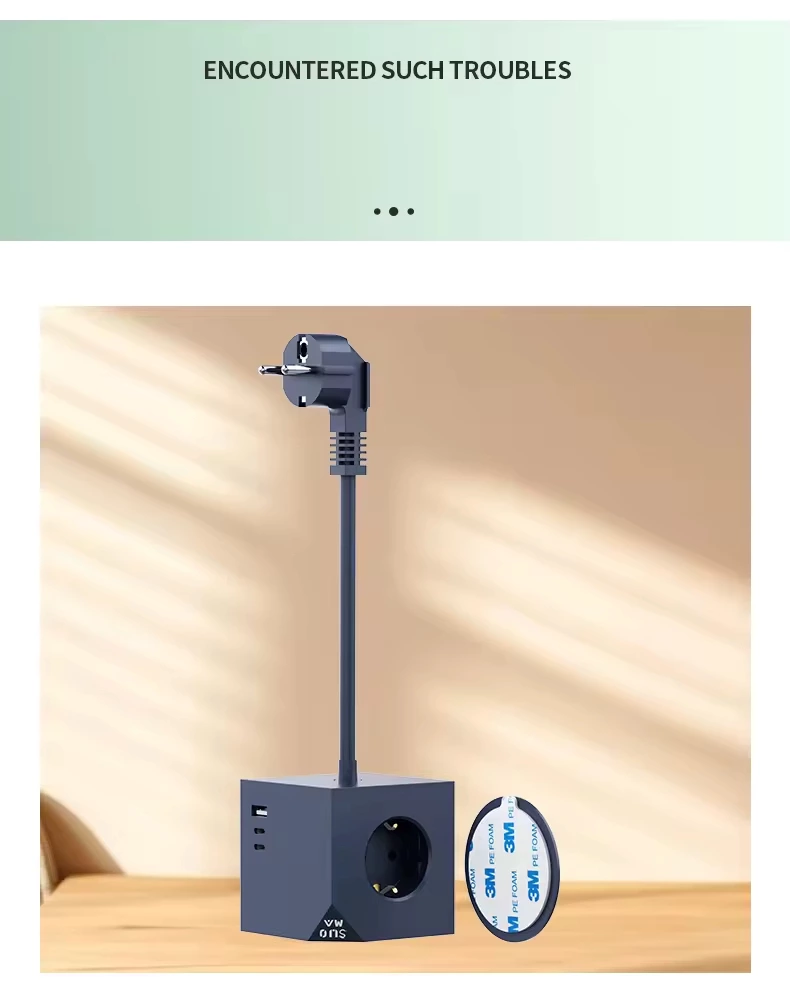 Universal EU Smart Electric Charging Extension Socket Plug Modern 3 USB Port 3 AC