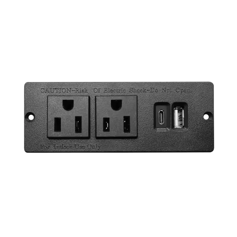 2US Power Mounted Furniture Power Outlet USB Type C Charging Ports Desk Recessed US Panel Socket