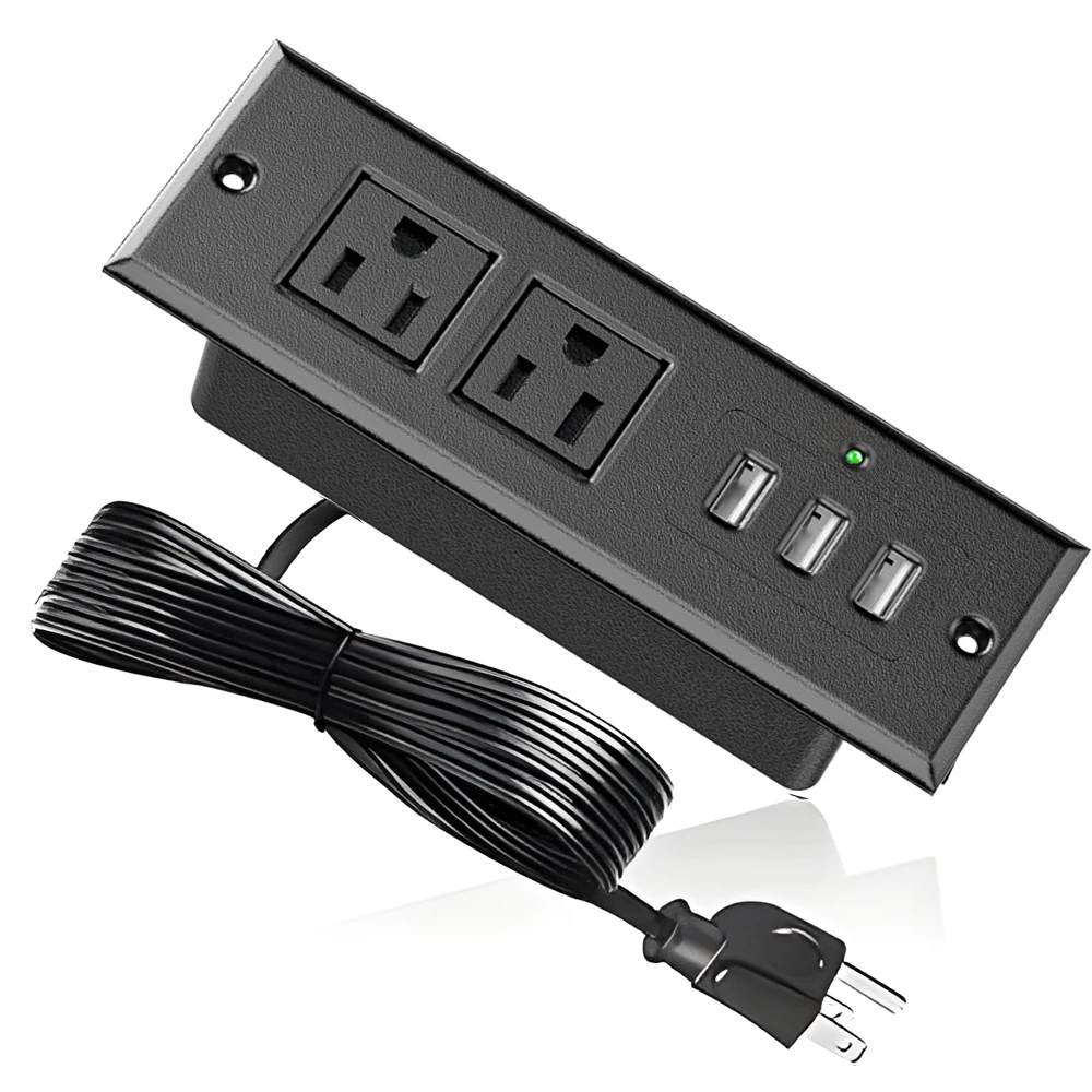 US Power Outlet Build-In Power Strip socket For Funiture Cabinet Wiht USB
