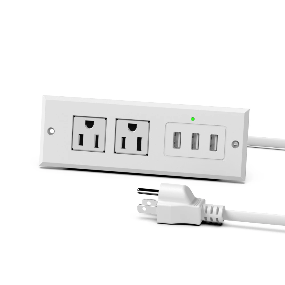 US Power Outlet Build-In Power Strip socket For Funiture Cabinet Wiht USB