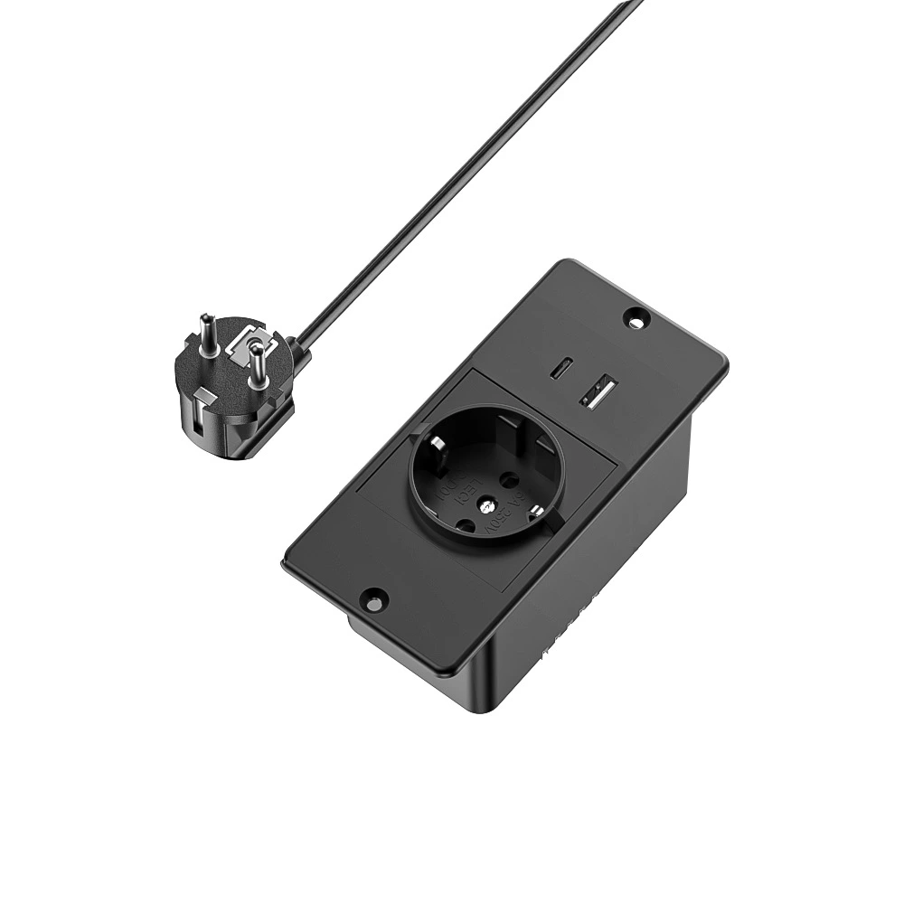 Office Desk Recessed EU Power Strip With 1AC 2AC 2USB TYPE-C