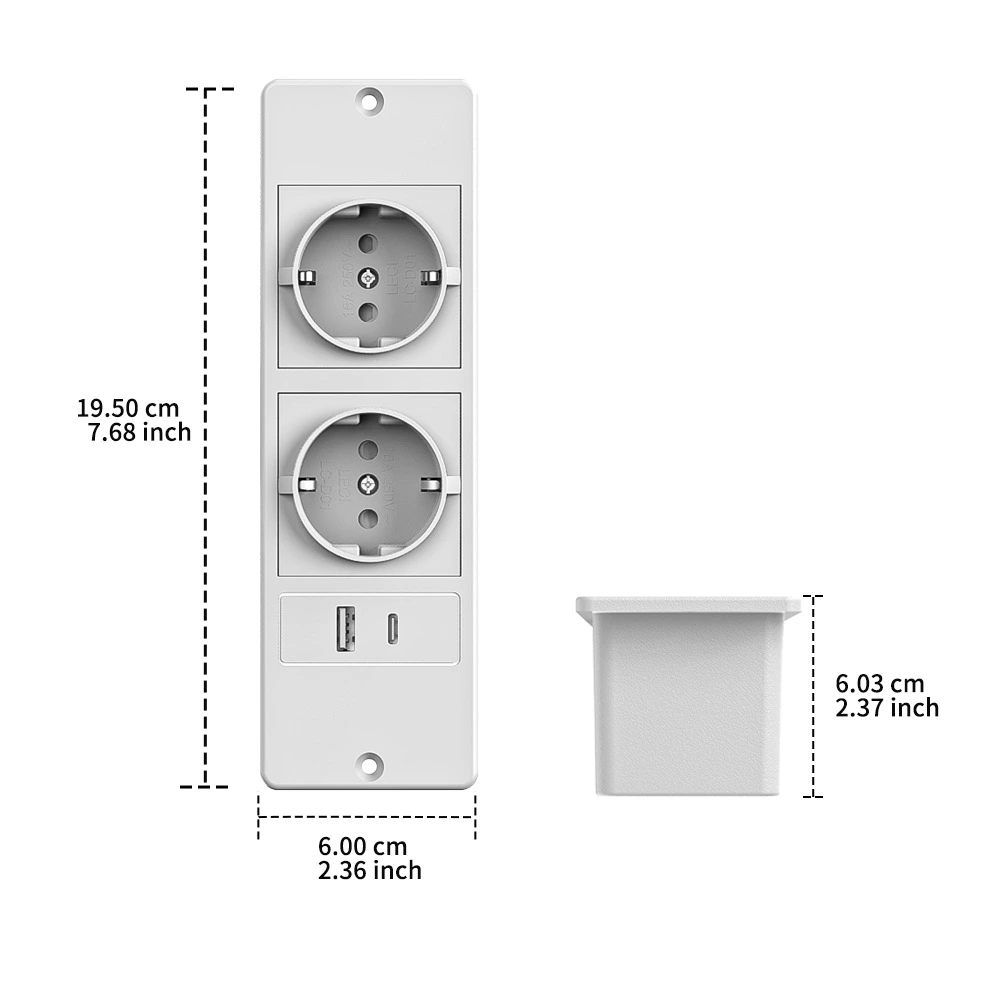 Office Desk Recessed EU Power Strip With 1AC 2AC 2USB TYPE-C