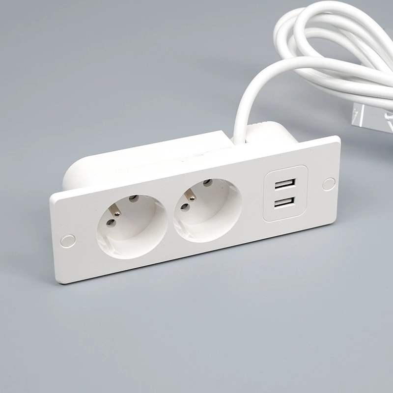 2 France AC 2USB Power Strip