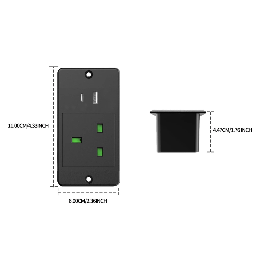UK Recessed Power Bar Power Strip for the bed stand