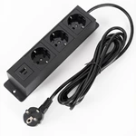 Eu Mounted On Power Strip with 3 Power 1 USB-A and 1 USB-C