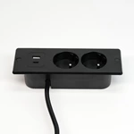 Recessed France Power Bar Power Strip With 2AC 1 USB-A 1 USB-C