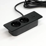Recessed France Power Bar Power Strip With 2AC 1 USB-A 1 USB-C