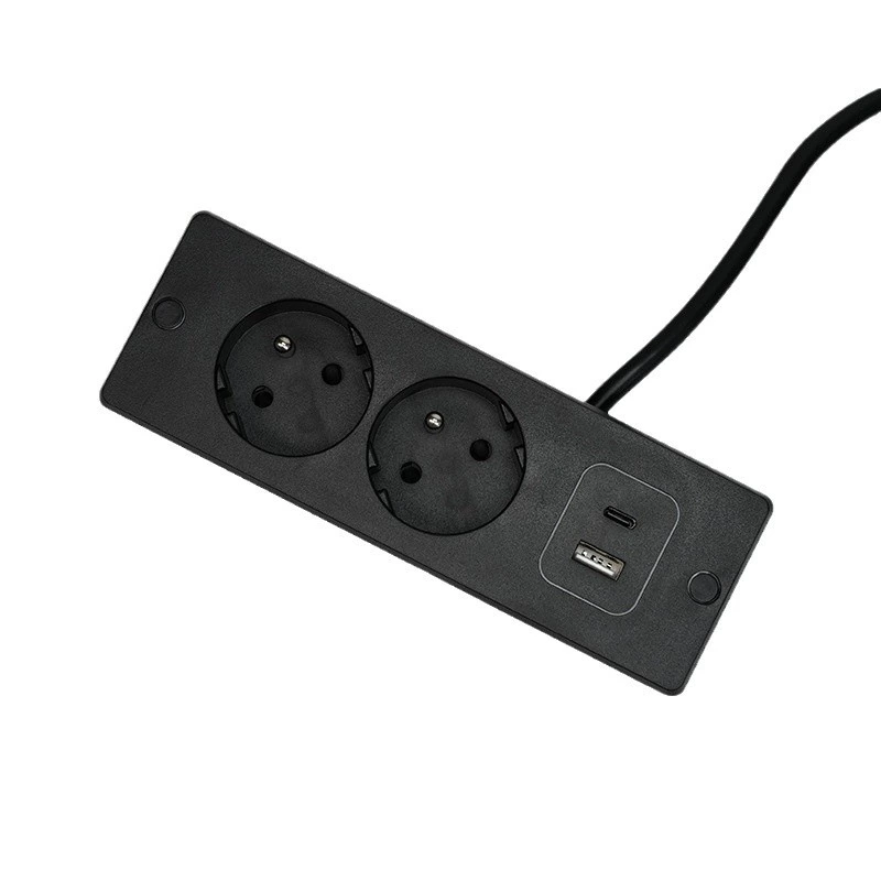 Recessed France Power Bar Power Strip With 2AC 1 USB-A 1 USB-C