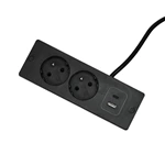 Recessed France Power Bar Power Strip With 2AC 1 USB-A 1 USB-C