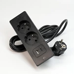 Recessed France Power Bar Power Strip With 2AC 1 USB-A 1 USB-C